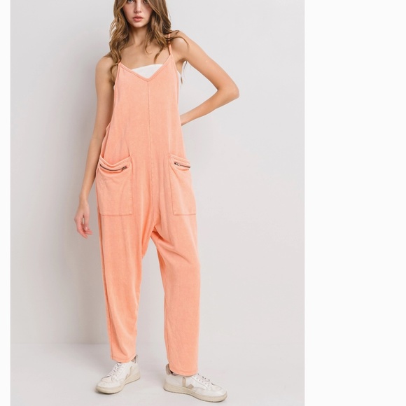 Mineral Wash French Terry Jumpsuit Women’s Harem One Piece 90’s Y2K Blue #S39 - Picture 7 of 12